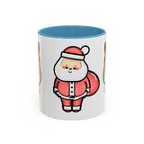 Kawaii Santa Claus With Reindeers Accent Coffee Mug, Christmas Coffee Cup, Holiday Mug, Festive Drinkware, Ceramic Tea Mug