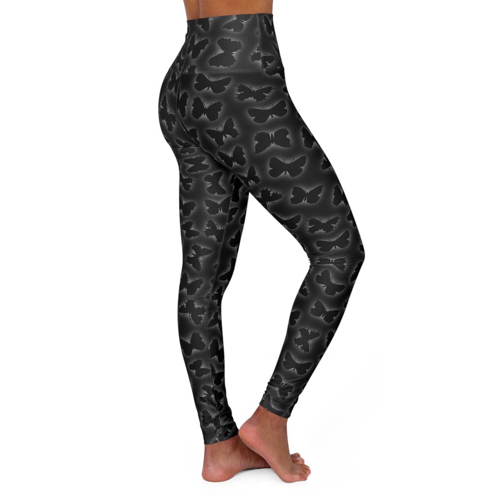 Glowing Butterflies Leggings, Yoga Pants, Activewear, Workout Gear, Nature Print, Women's Athleisure