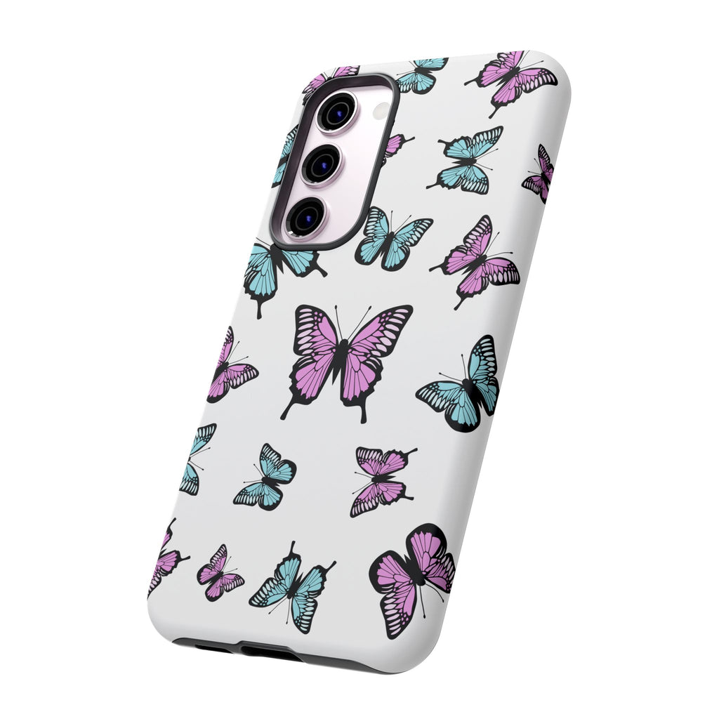 Butterfly Pattern White Background Phone Cases, Protective Cover, Strong Cases, Impact Resistant, Floral Design, Unique Gifts