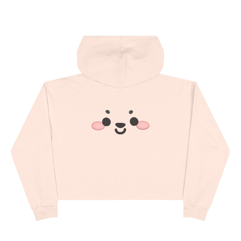 Kawaii Face Crop Hoodie - Cute Anime Sweatshirt, Japanese Style Pullover, Harajuku Fashion Jumper, Graphic Print Cropped Hoody, Pastel Anime