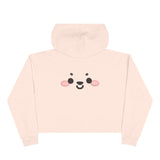 Kawaii Face Crop Hoodie - Cute Anime Sweatshirt, Japanese Style Pullover, Harajuku Fashion Jumper, Graphic Print Cropped Hoody, Pastel Anime