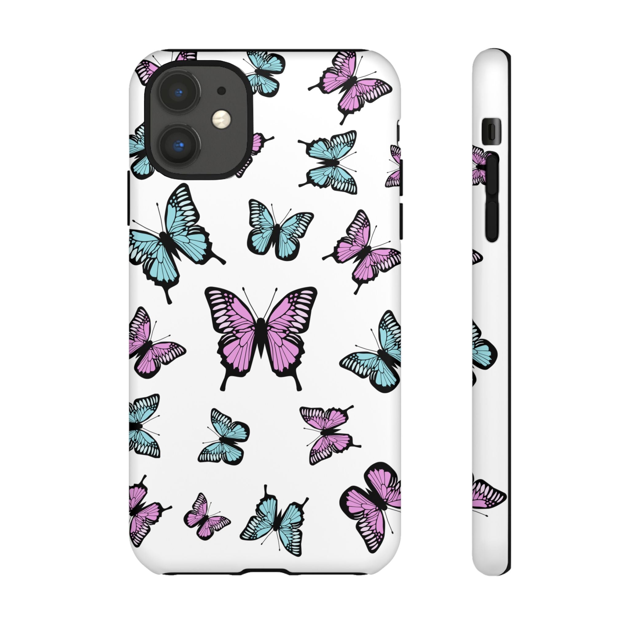 Butterfly Pattern White Background Phone Cases, Protective Cover, Strong Cases, Impact Resistant, Floral Design, Unique Gifts