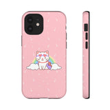 Kawaii Cat Rainbow Tough Cases, Cute Kitty Phone Cover, Protective Phone Case, Adorable Cat Lover Gift, Fun Rainbow Cat Phone Accessories