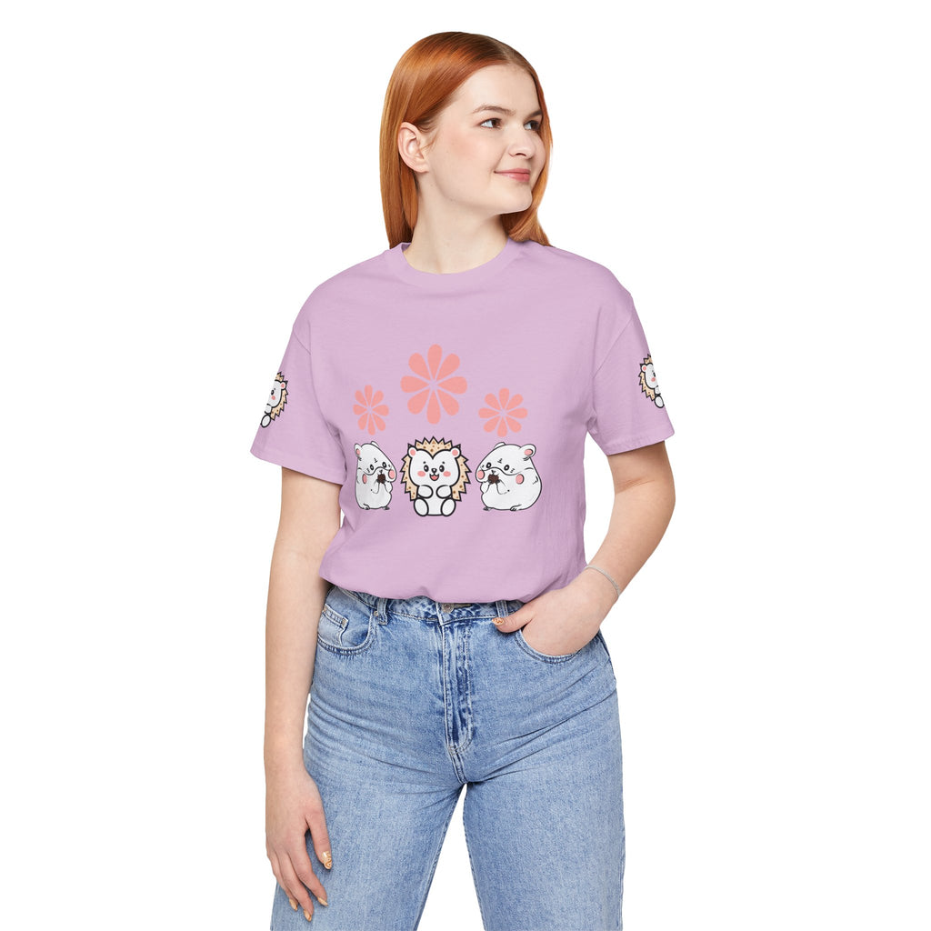 Cute Animal Tee - Hedgehog & Hamster Shirt - Happy Critter Top