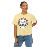 Kawaii Hedgehog Boxy Tee - Women's Graphic T-Shirt
