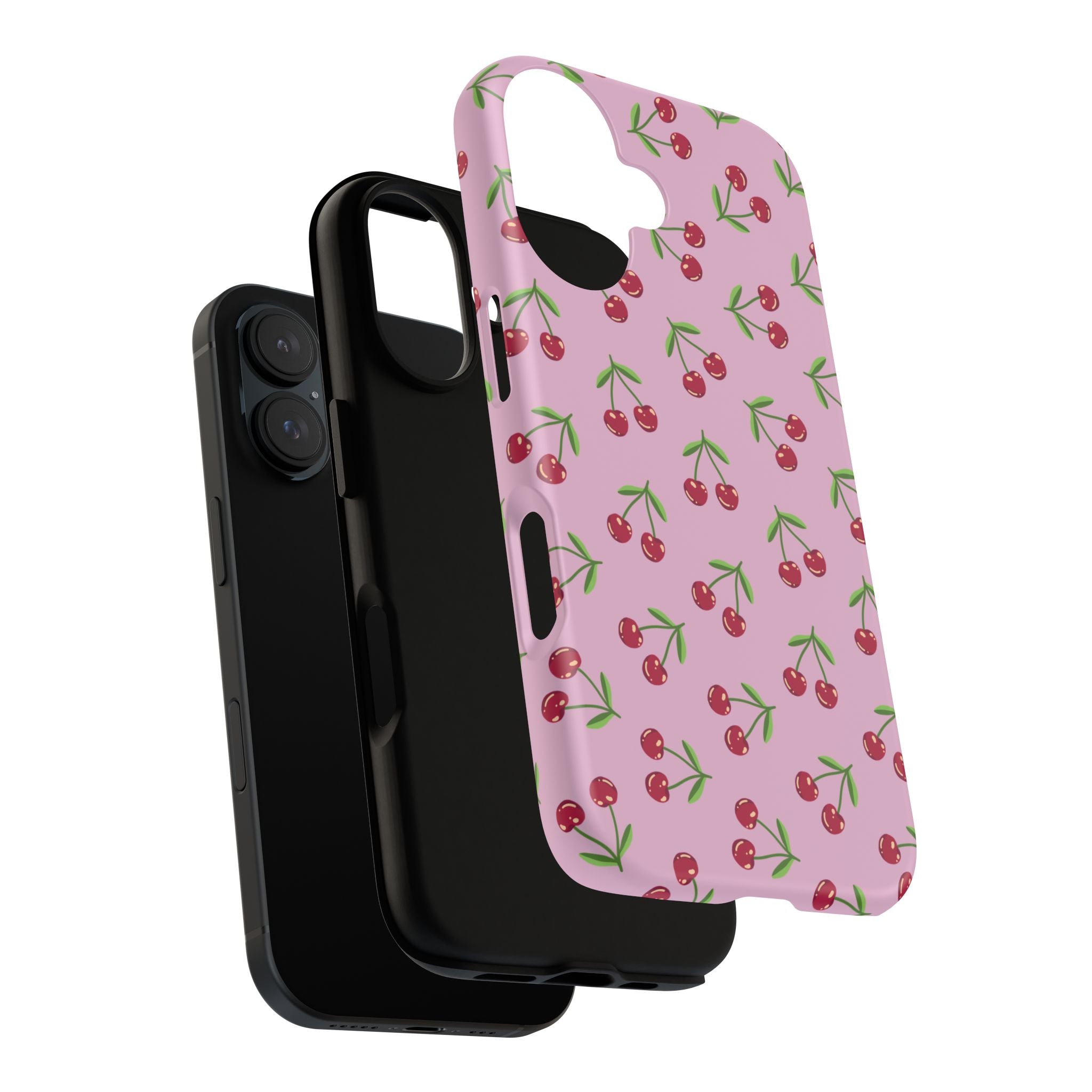 iPhone Cherry Pattern Phone Cases, Floral Tough Cover, Protective Smartphone Shell, Hard Case Gift for Her, Pretty Device Accessories