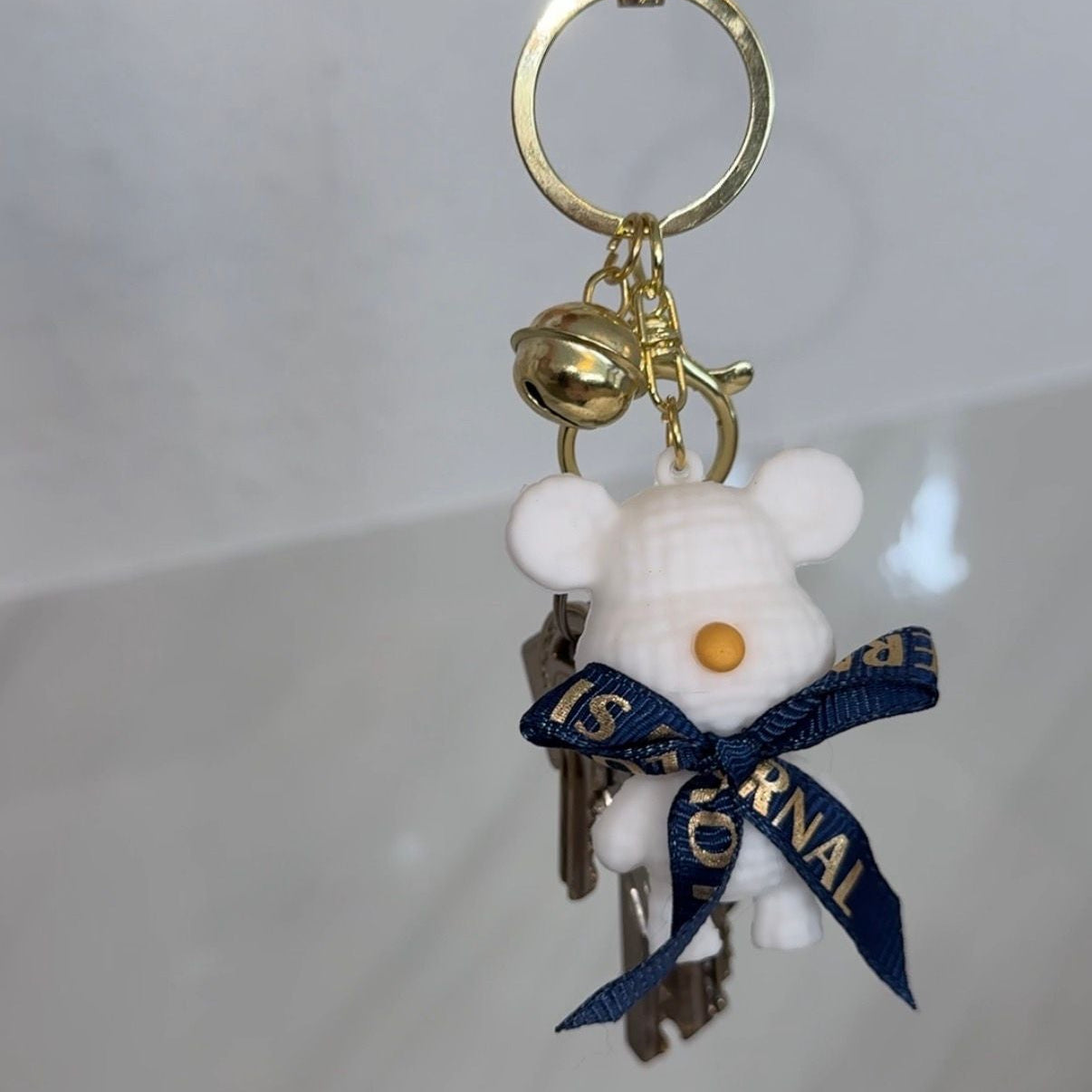 Cute Bow Teddy Bear Keychain – Kawaii Bag Charm