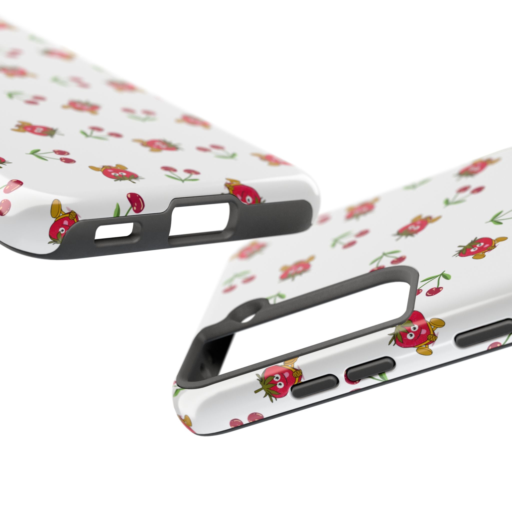 Fruit Patterned Phone Cases, Summer Fruits Phone Covers, Berry Print Tough Cases, Stylish Cell Phone Protectors, Red Fruits Phone