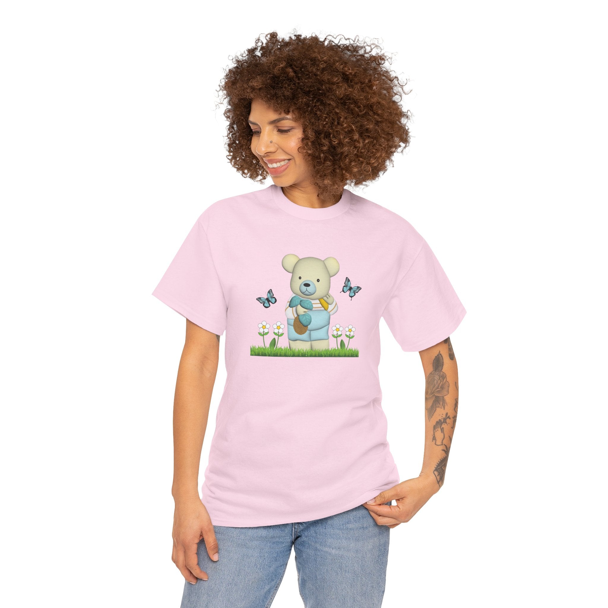 Garden Bear with Butterflies T-Shirt, Cute Bear Shirt, Nature Lover Tee, Botanical Garden Top, Wildlife Animal Unisex Tee
