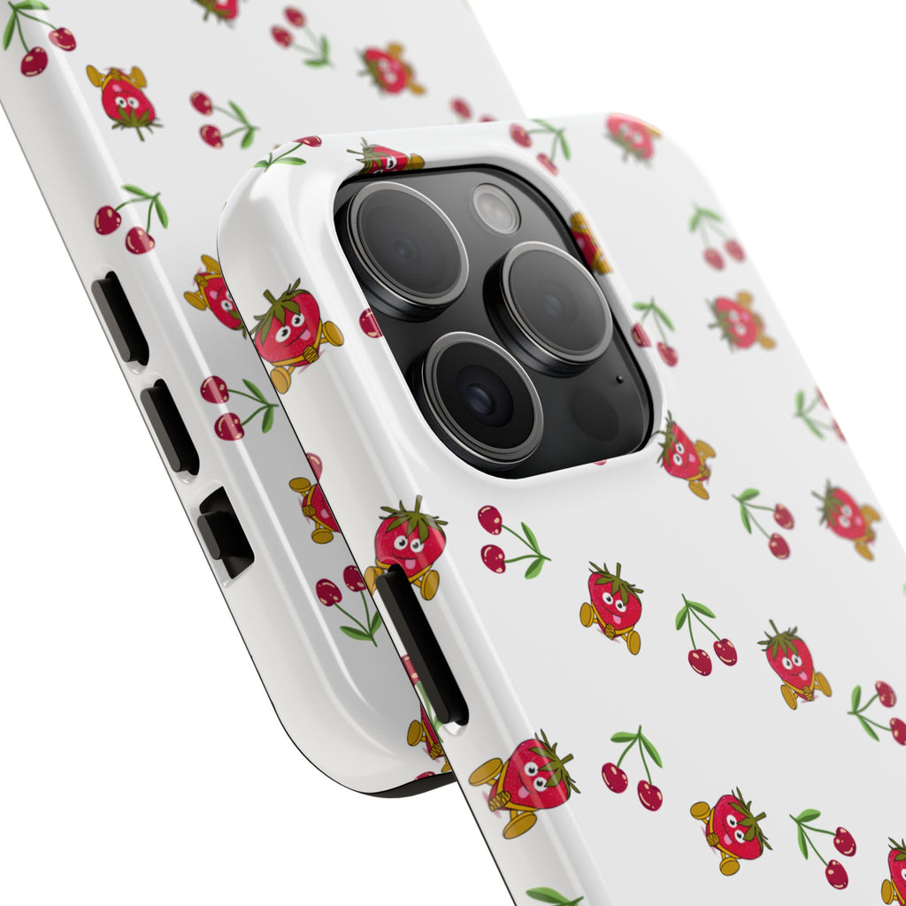Fruit Patterned Phone Cases, Summer Fruits Phone Covers, Berry Print Tough Cases, Stylish Cell Phone Protectors, Red Fruits Phone