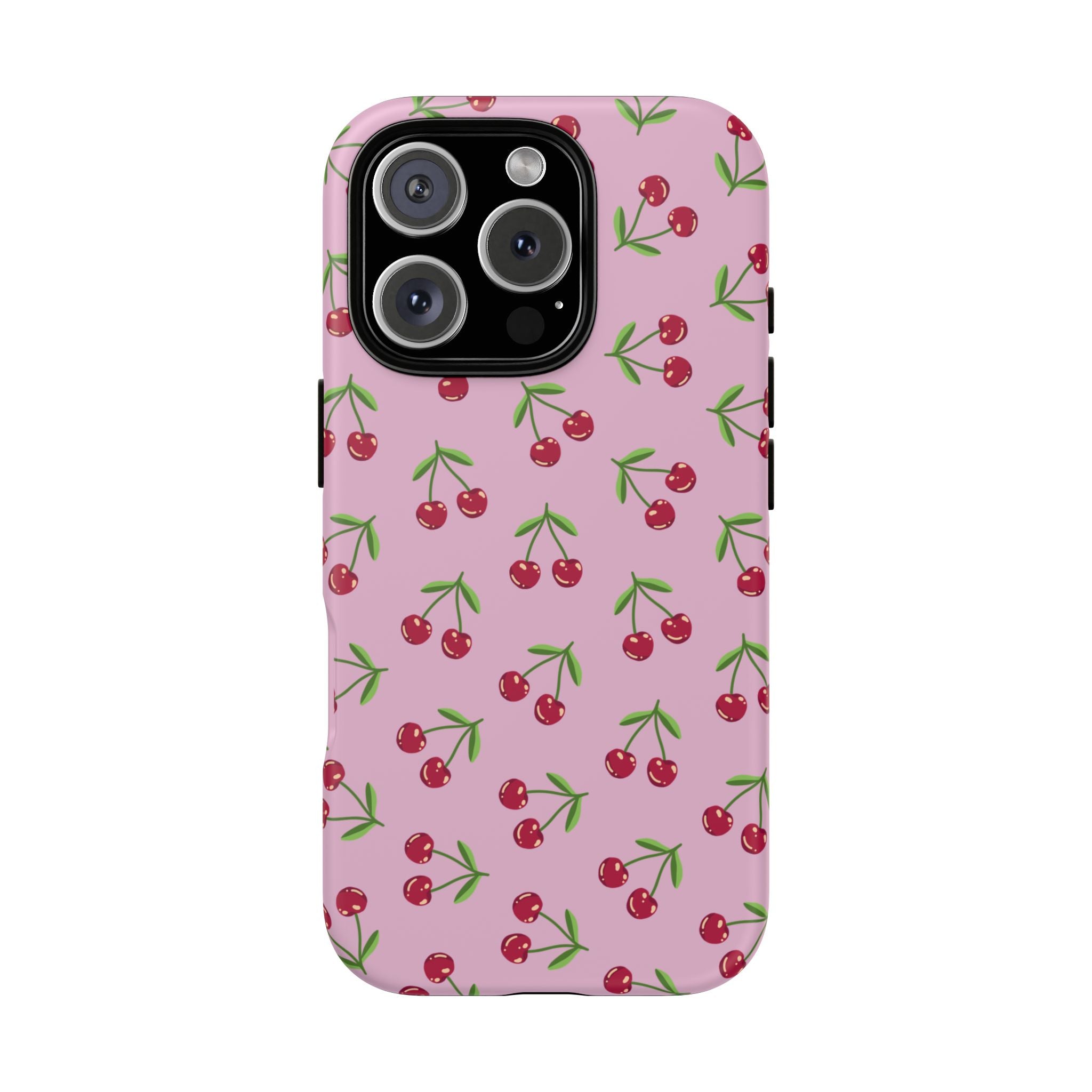 iPhone Cherry Pattern Phone Cases, Floral Tough Cover, Protective Smartphone Shell, Hard Case Gift for Her, Pretty Device Accessories