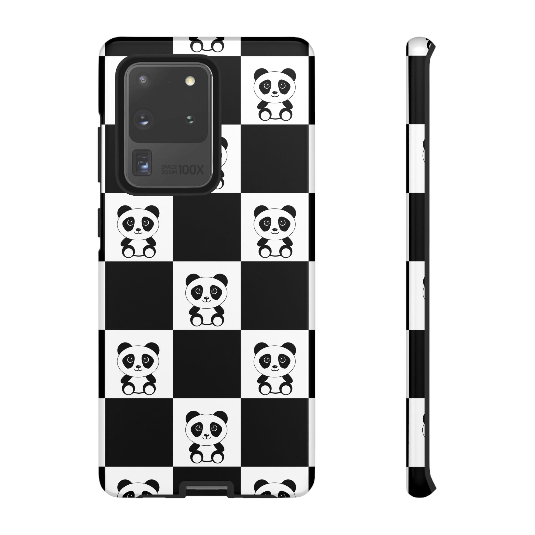 Panda Chessboard Tough Cases, Cute Panda Phone Covers, Chess Pattern iPhone Case, Board Games Phone Accessories, Animal Lover Tech