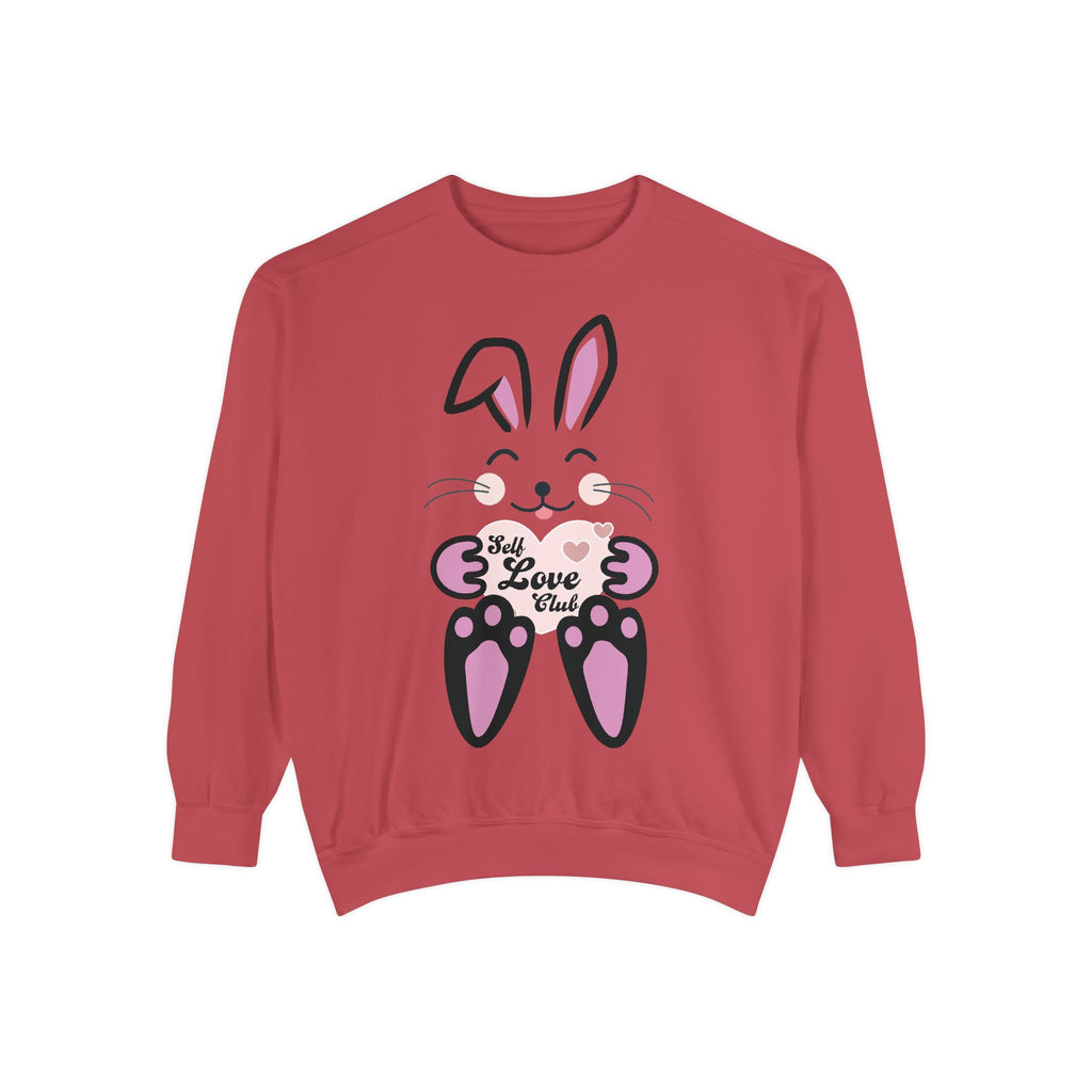 Kawaii Rabbit Face Unisex Sweatshirt, Self Love Club, Cute Jumper, Pastel Bunny Shirt, Cozy Pullover, Gift for Rabbit Lovers