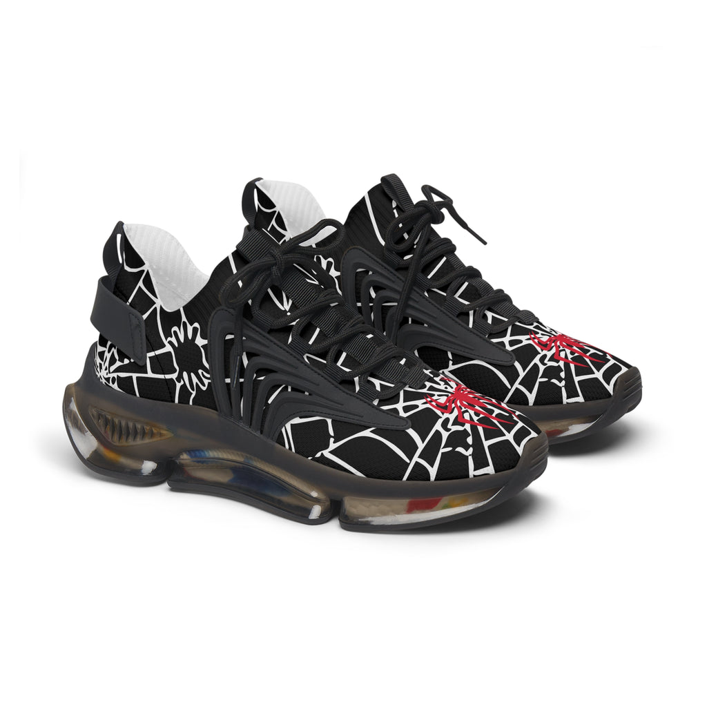 Red and white spiders on a spider's web Mesh Sneakers - Spider Web Women's Sneakers