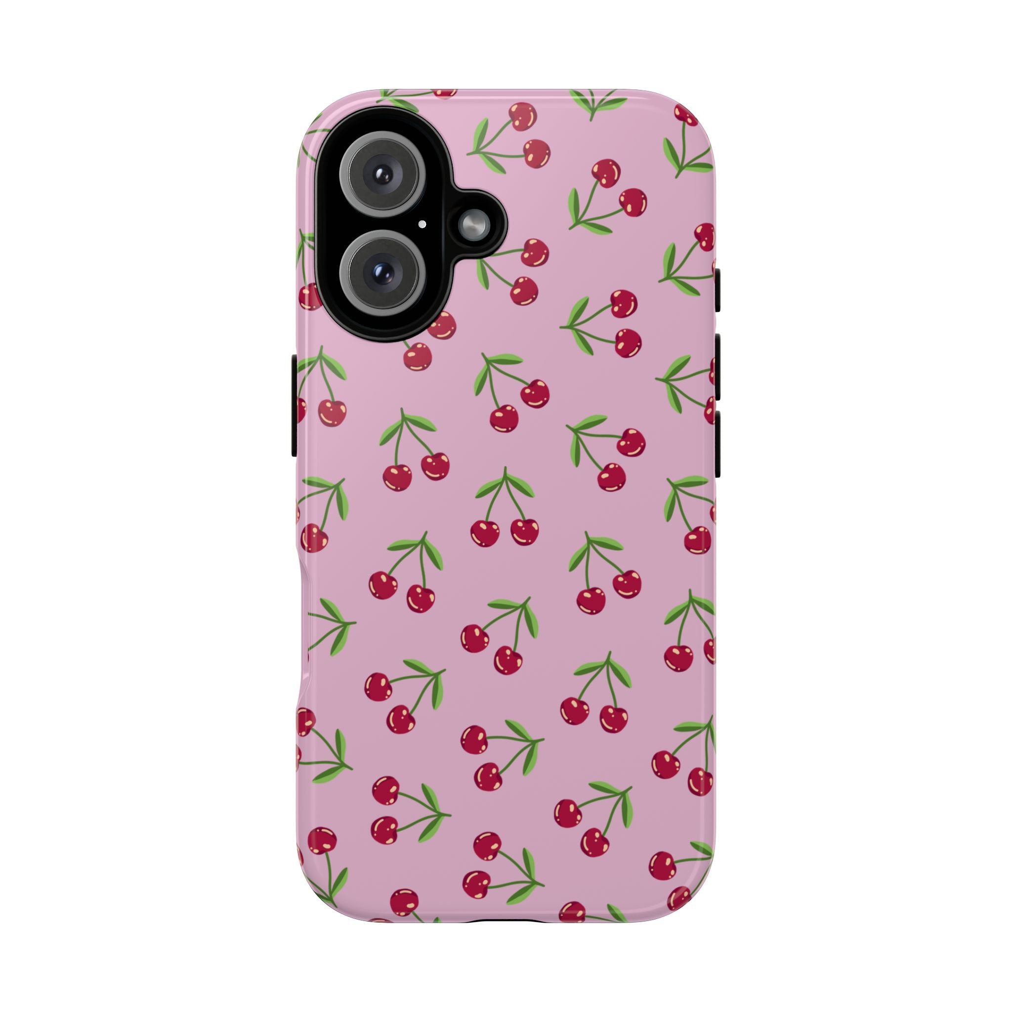 iPhone Cherry Pattern Phone Cases, Floral Tough Cover, Protective Smartphone Shell, Hard Case Gift for Her, Pretty Device Accessories