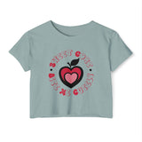Sweet Core Heart Apple Crop Top — Y2K Indie Soft Girl Festival Tee