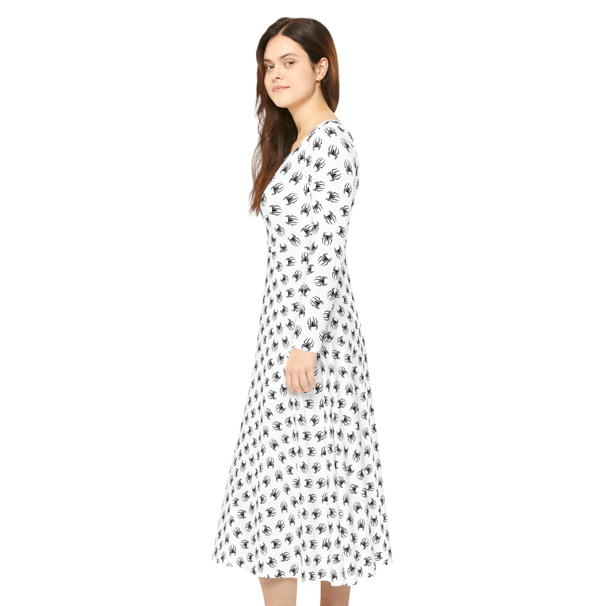 Dance Dress - Black Spiders White Print