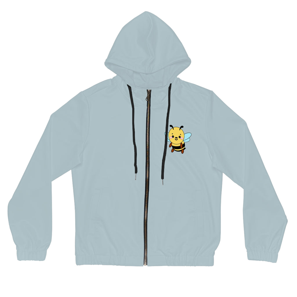 Kawaii Bee Full-Zip Hoodie, Women's Jacket, Cute Animal Sweatshirt, Bee Lover Gift, Zip-Up Hooded Jacket