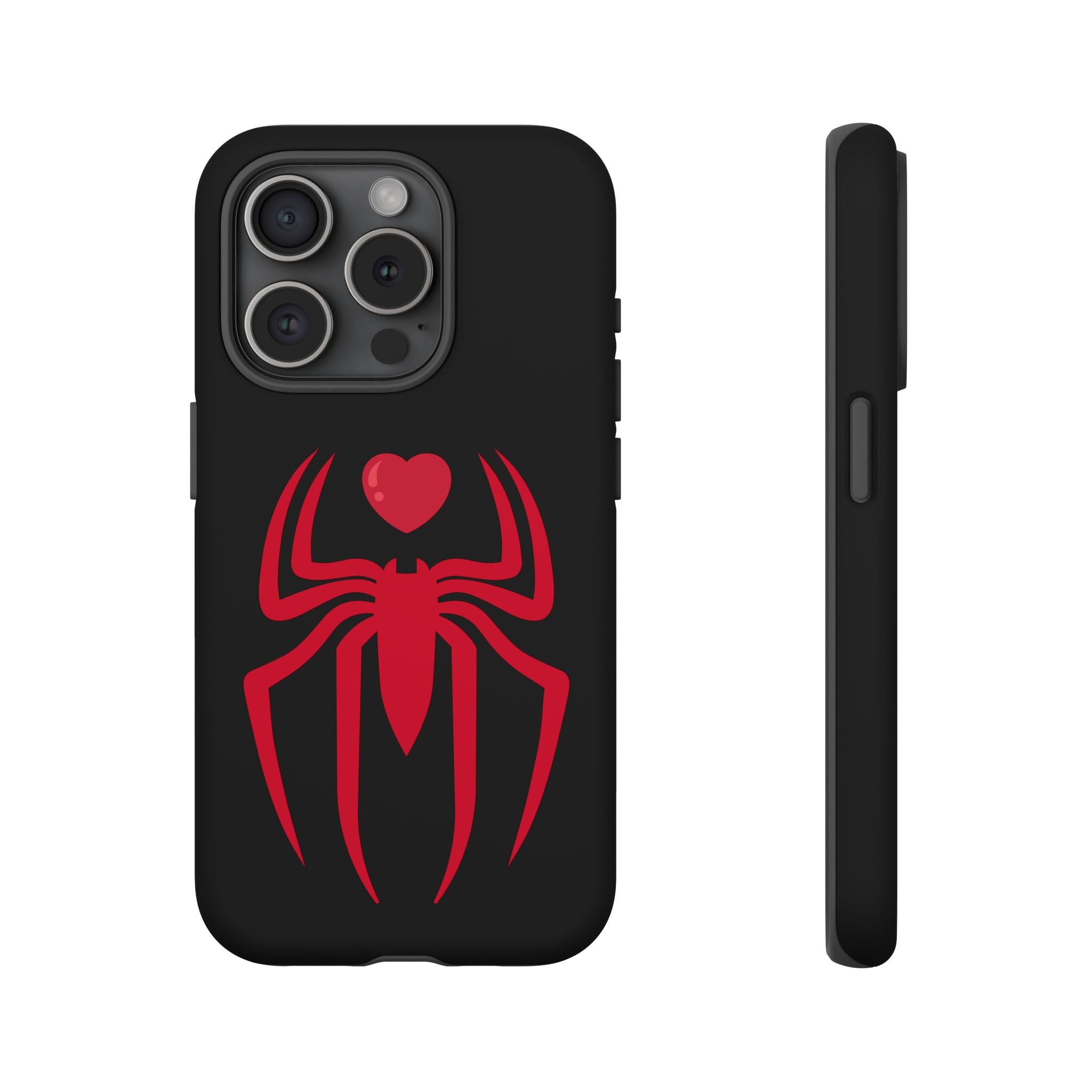 Red Spider Heart Tough iPhone Cases, Spiderweb iPhone Cover, Gothic Phone Accessories, Halloween Gift, Creepy Arachnid iPhone Protectors