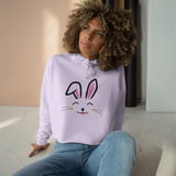 Cute Rabbit face Crop Hoodie, Bunny Hooded Sweater, Kawaii Animal Sweatshirt, Cozy Hare Pullover, Rabbit Lover Gift