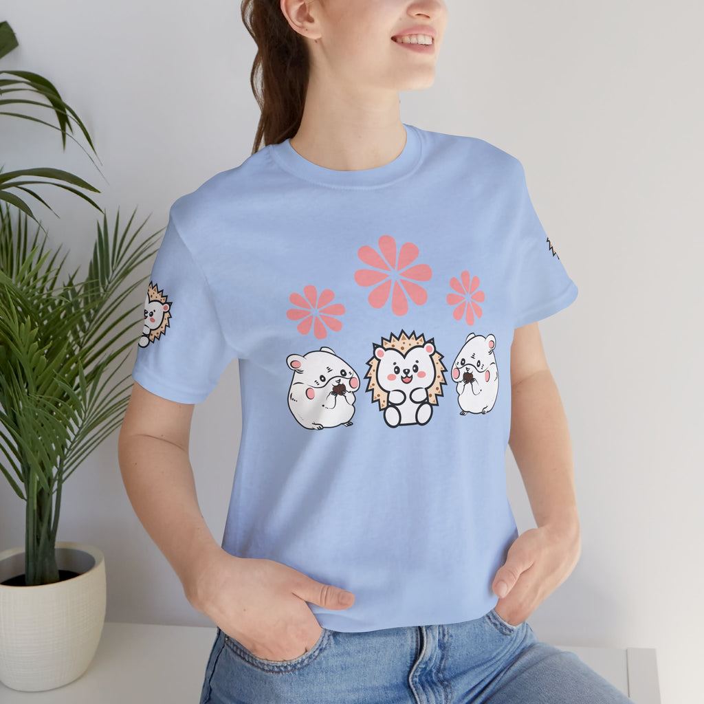 Cute Animal Tee - Hedgehog & Hamster Shirt - Happy Critter Top