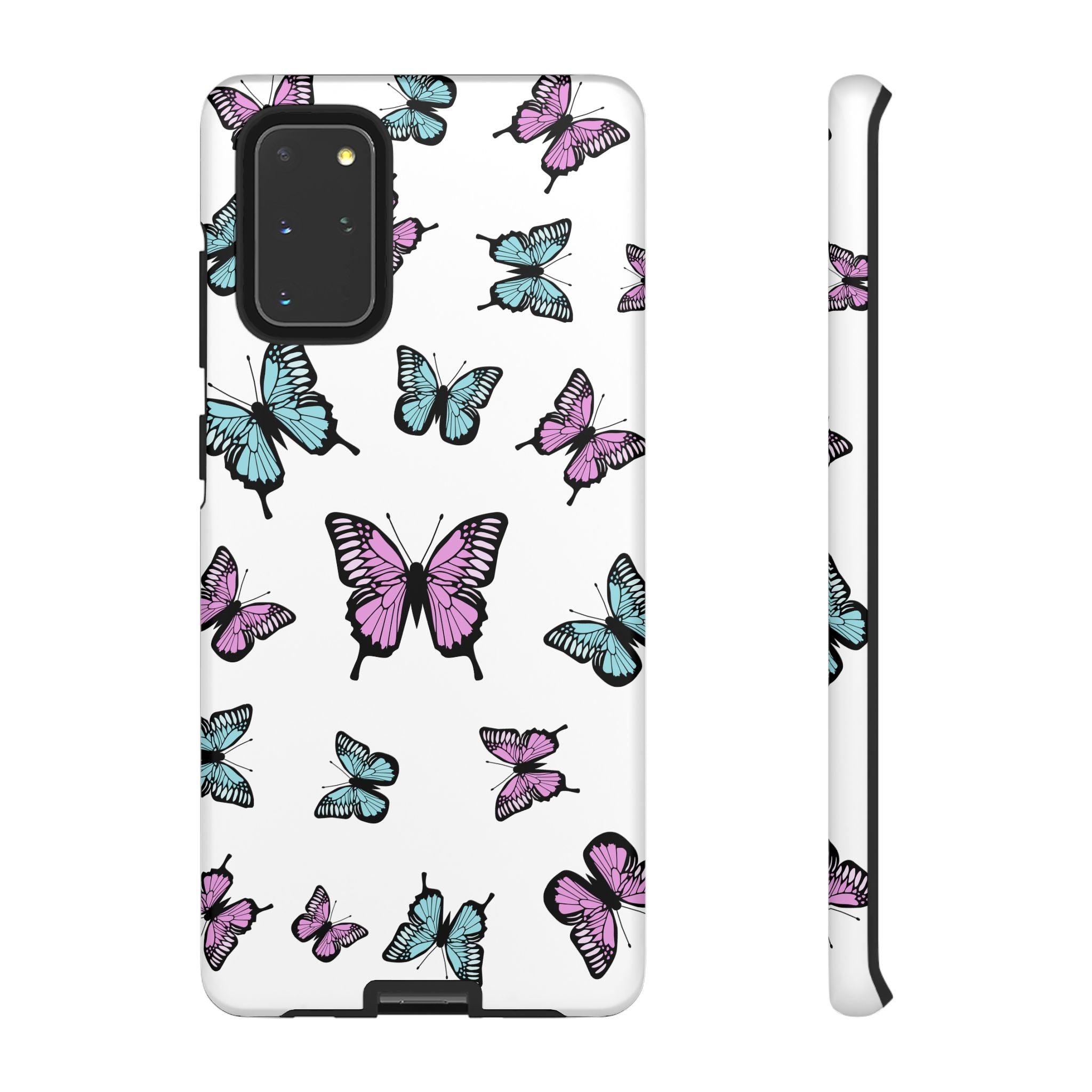 Butterfly Pattern White Background Phone Cases, Protective Cover, Strong Cases, Impact Resistant, Floral Design, Unique Gifts