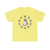 Kawaii Unicorn Butterflies Tee, Unicorn Lover Shirt, Cute Magical Animal Top, Fantasy Graphic Tee, Animal Lover Gift, Casual Cotton T-Shirt