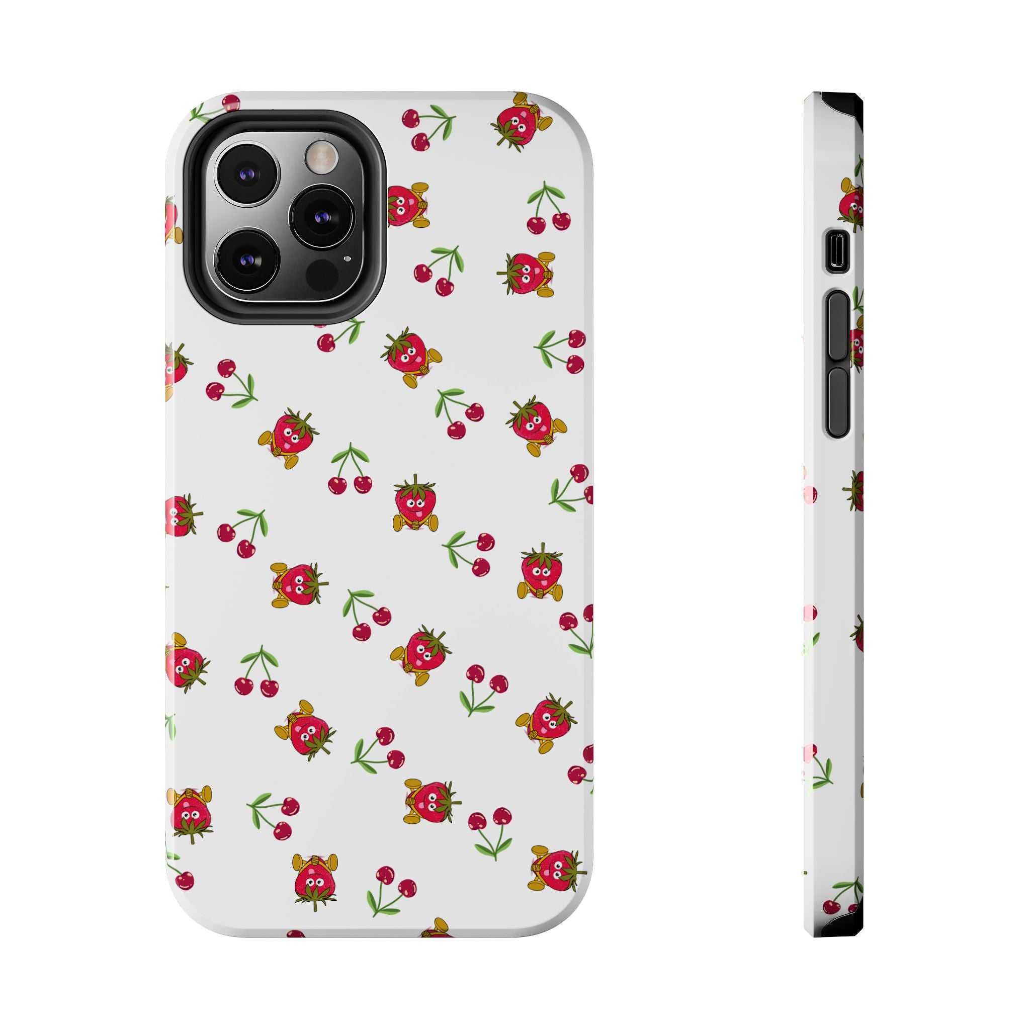 Fruit Patterned Phone Cases, Summer Fruits Phone Covers, Berry Print Tough Cases, Stylish Cell Phone Protectors, Red Fruits Phone