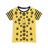 Kawaii Bee Women's Short Sleeve Shirt - Cute Yellow and Black Floral Top - Fun Honeybee T-Shirt