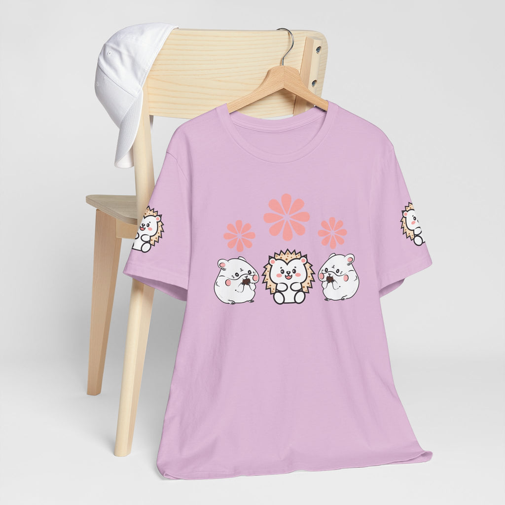 Cute Animal Tee - Hedgehog & Hamster Shirt - Happy Critter Top