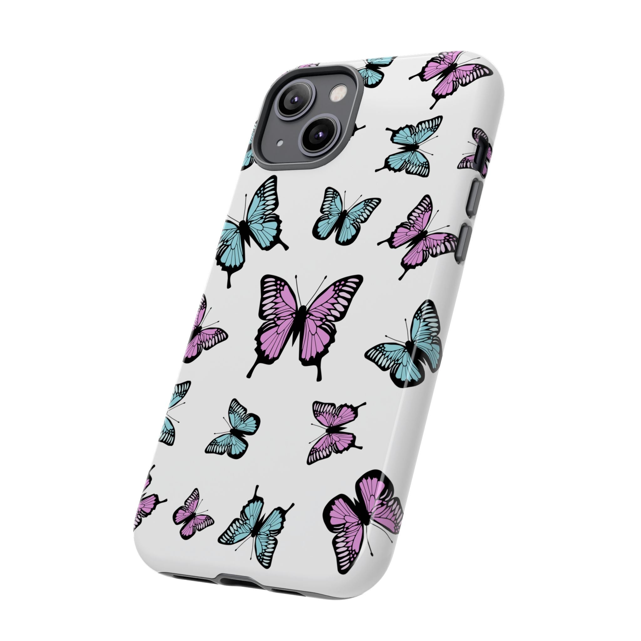 Butterfly Pattern White Background Phone Cases, Protective Cover, Strong Cases, Impact Resistant, Floral Design, Unique Gifts