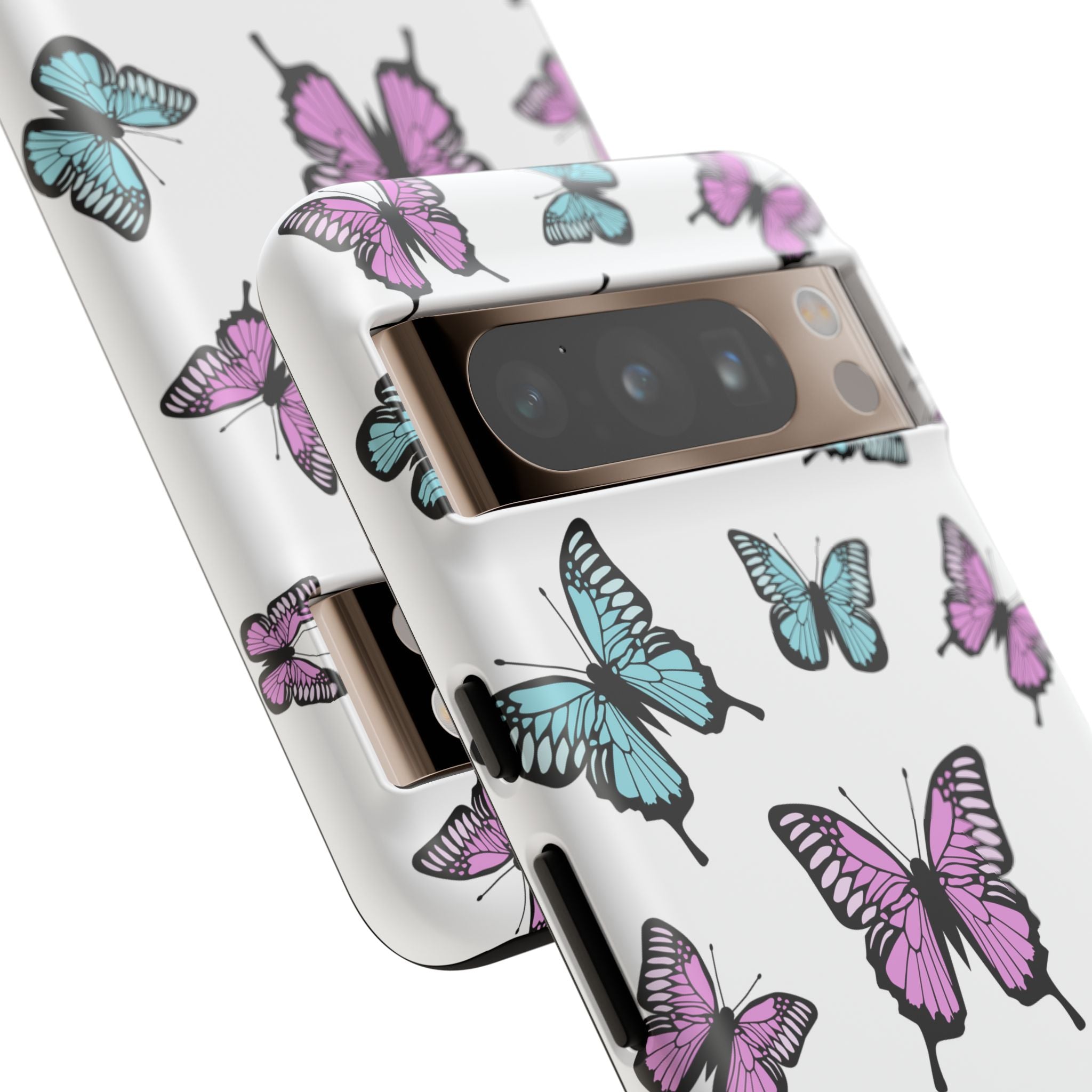 Butterfly Pattern White Background Phone Cases, Protective Cover, Strong Cases, Impact Resistant, Floral Design, Unique Gifts
