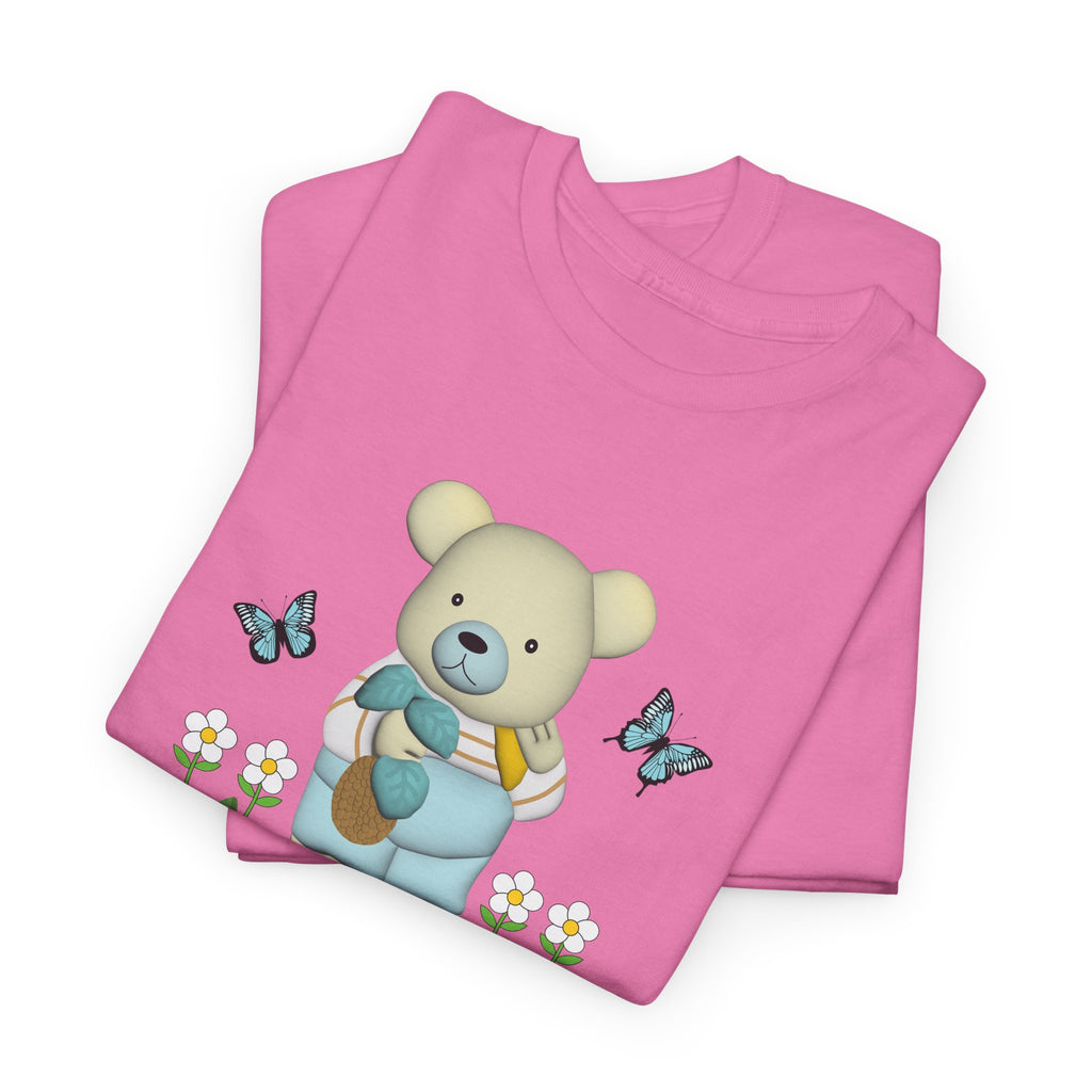 Garden Bear with Butterflies T-Shirt, Cute Bear Shirt, Nature Lover Tee, Botanical Garden Top, Wildlife Animal Unisex Tee