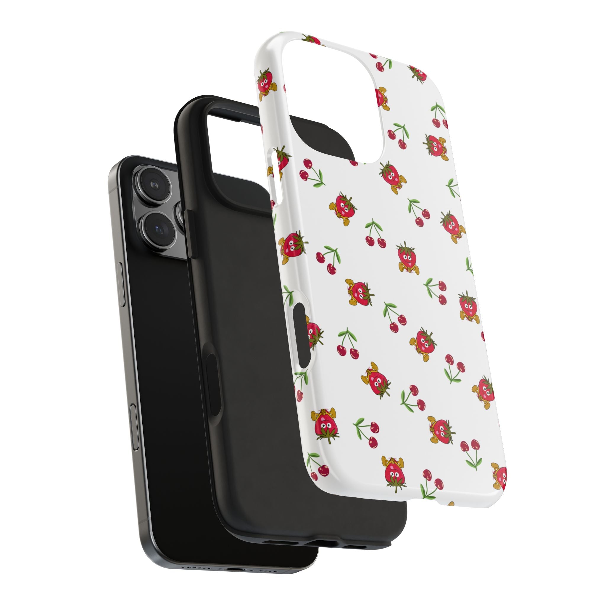 Fruit Patterned Phone Cases, Summer Fruits Phone Covers, Berry Print Tough Cases, Stylish Cell Phone Protectors, Red Fruits Phone
