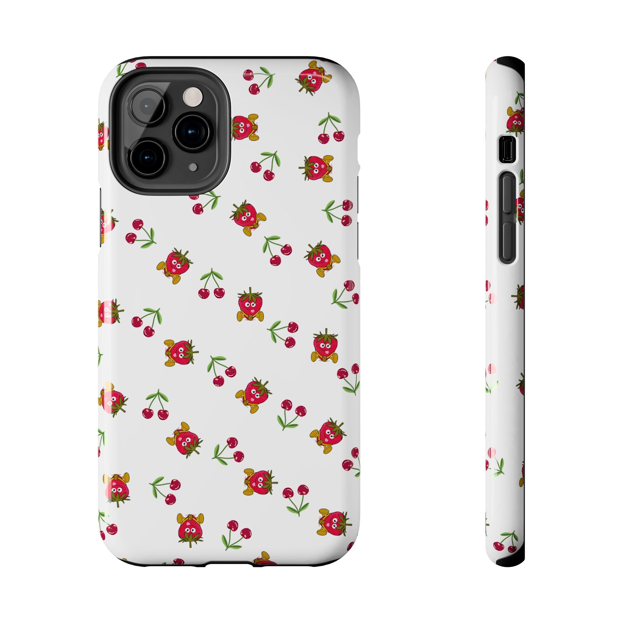 Fruit Patterned Phone Cases, Summer Fruits Phone Covers, Berry Print Tough Cases, Stylish Cell Phone Protectors, Red Fruits Phone