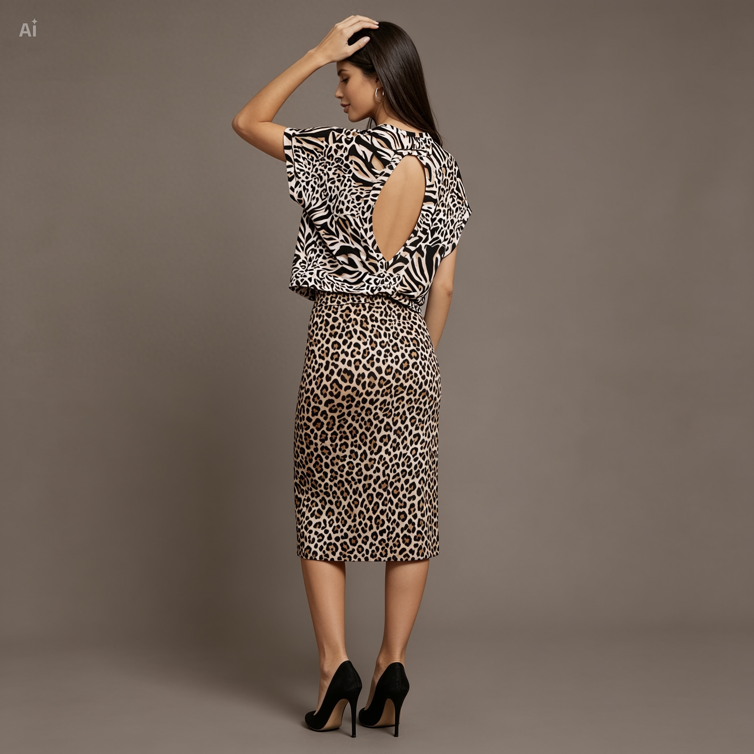 Leopard Open Back T-Shirt – Animal Print Athleisure Workout Top