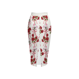 Roses and Ribbons Women's Back Split Pencil Skirt-Heavy Knit