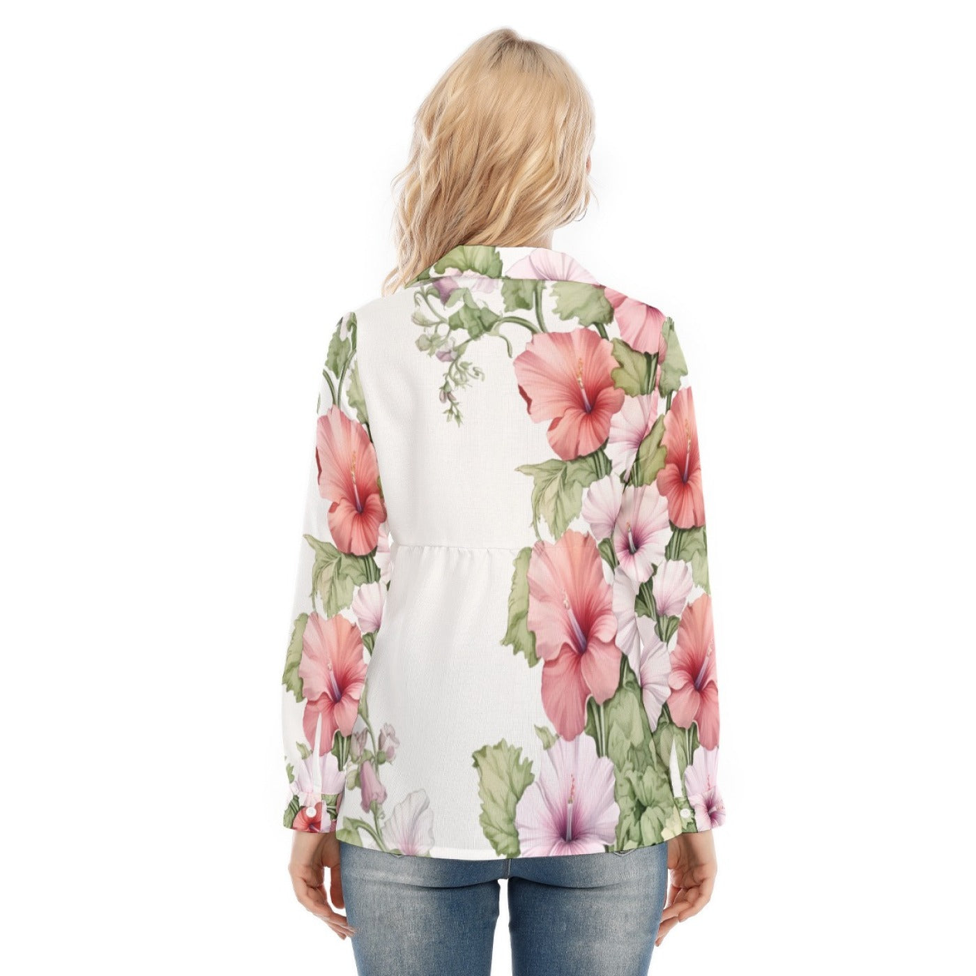 Floral Button Shirt – Pink Flower Loose Fit Blouse