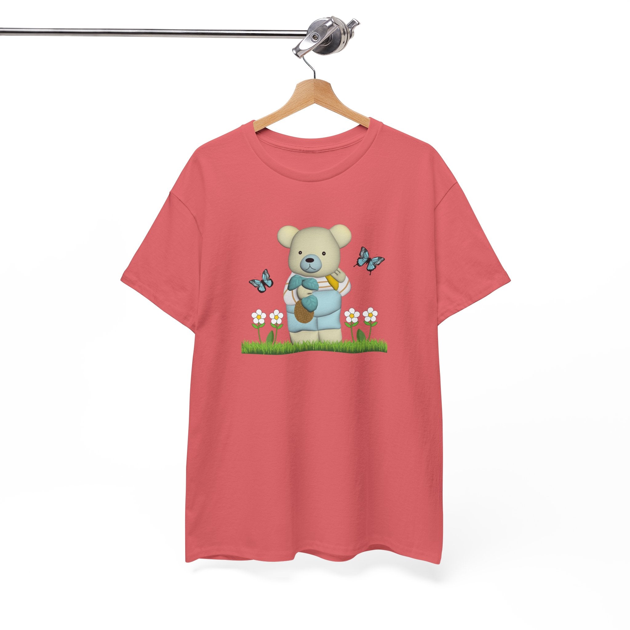 Garden Bear with Butterflies T-Shirt, Cute Bear Shirt, Nature Lover Tee, Botanical Garden Top, Wildlife Animal Unisex Tee