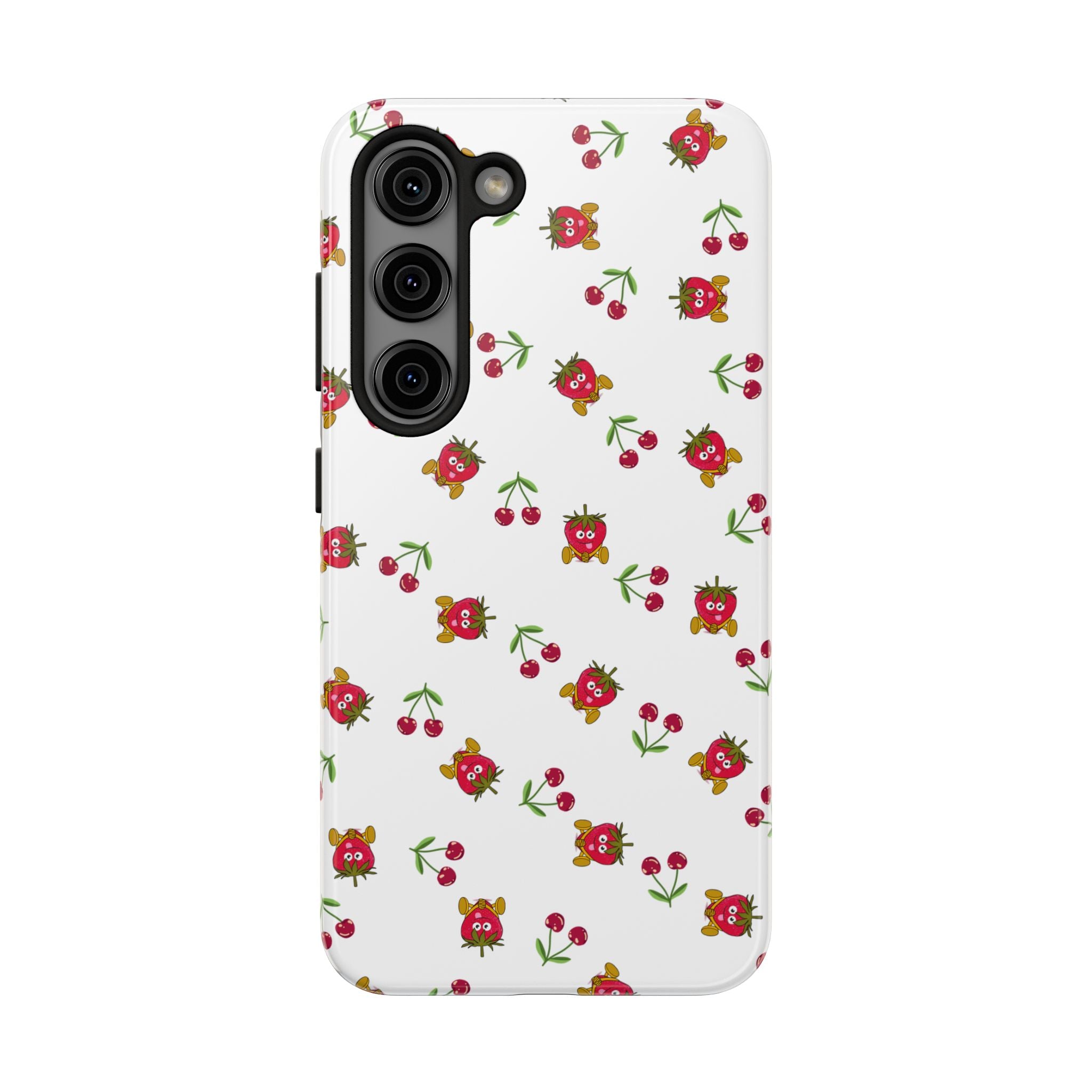 Fruit Patterned Phone Cases, Summer Fruits Phone Covers, Berry Print Tough Cases, Stylish Cell Phone Protectors, Red Fruits Phone