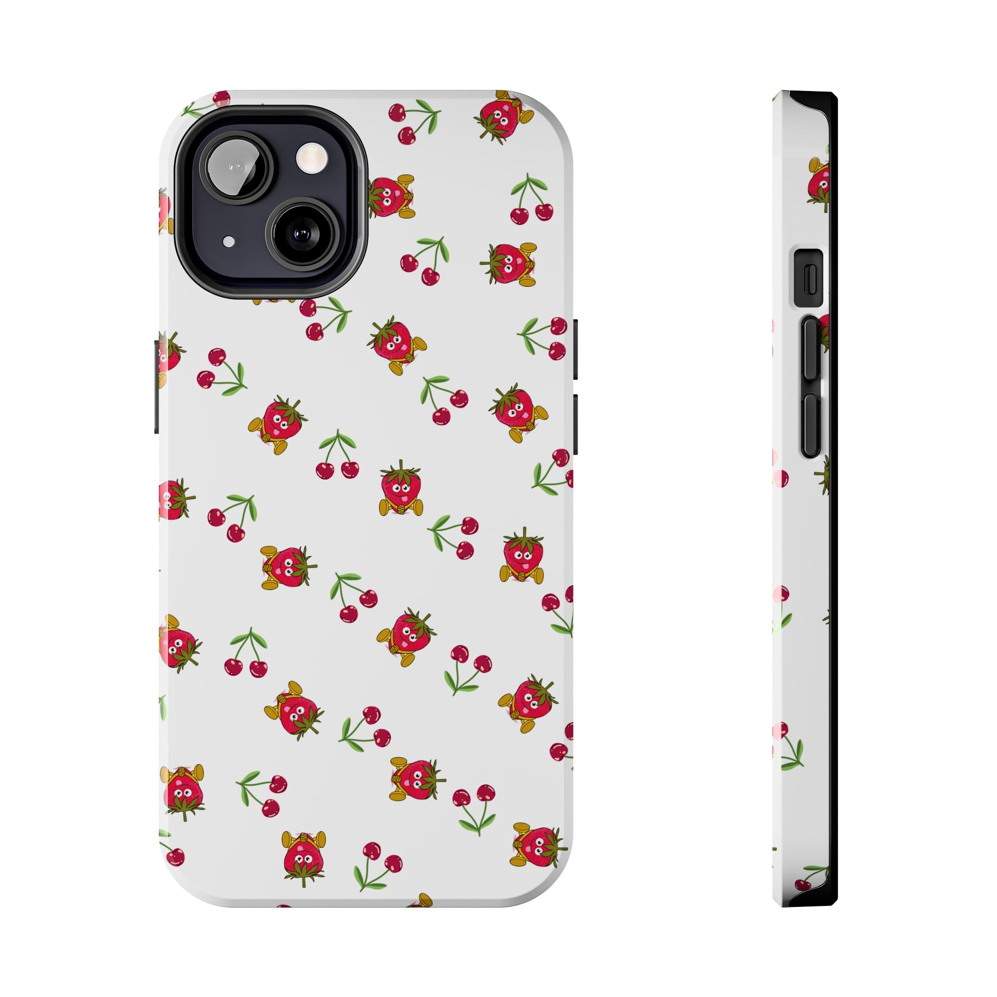 Fruit Patterned Phone Cases, Summer Fruits Phone Covers, Berry Print Tough Cases, Stylish Cell Phone Protectors, Red Fruits Phone