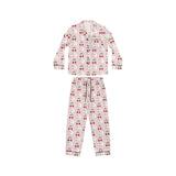 Kawaii Sleeping Bears with Cherries Pink Pajama Set, Satin PJs, Cute Sleepwear, Women's Loungewear, Gift for Her