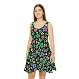 Floral Explosion Women's Skater Dress - Spring Flowers Fit and Flare Kawaii Dress - Blooming Garden Party Outfit