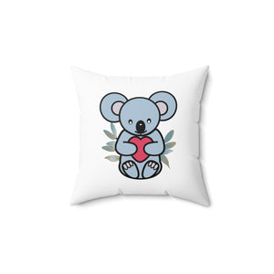 Cute Coala with Eucalyptus leaves Spun Polyester Square Pillow