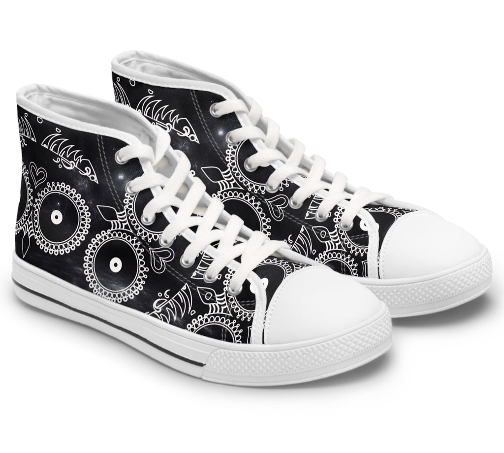 Skulls Women's High Top Sneakers - Gothic Punk Shoes