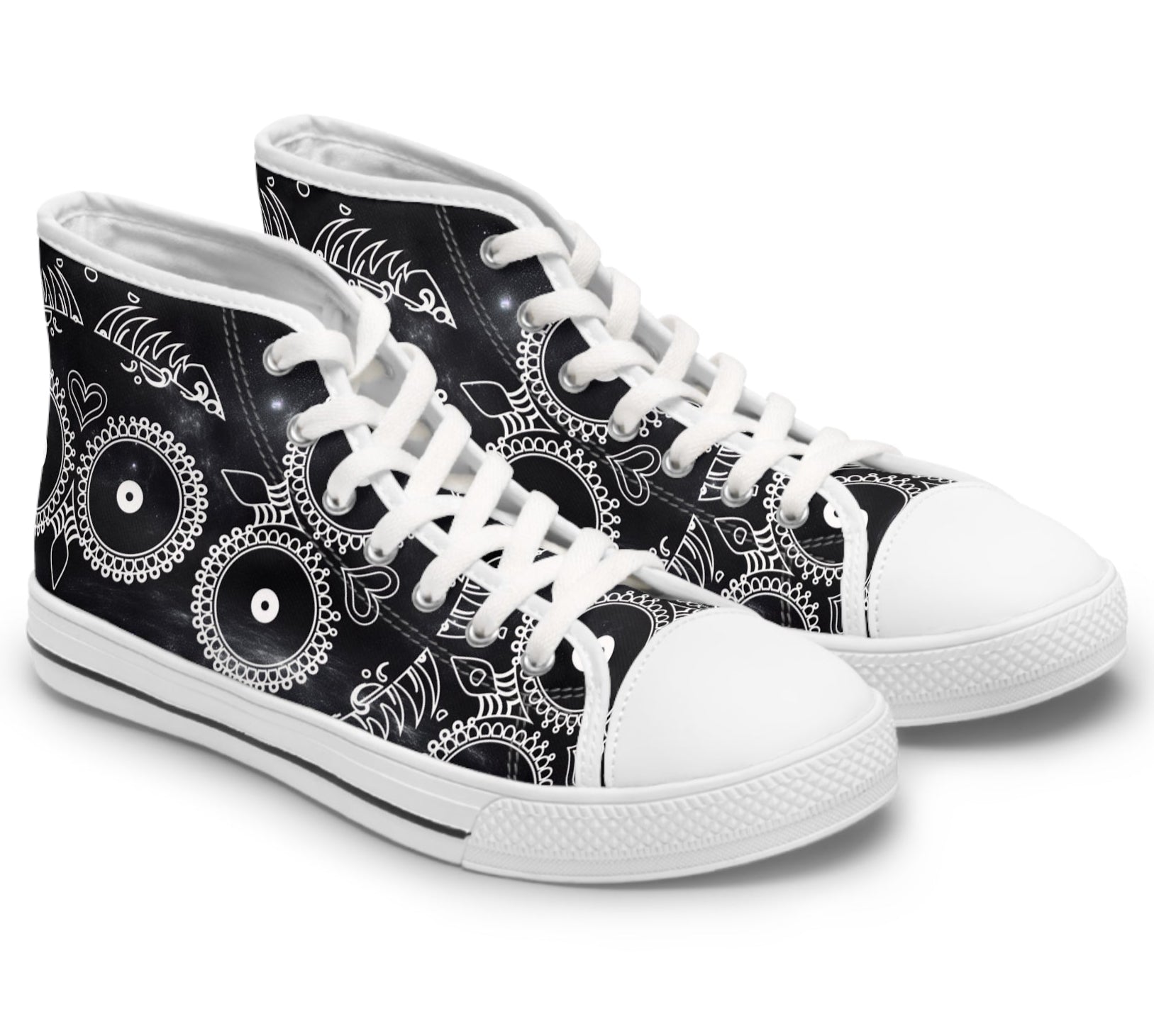 Skulls Women's High Top Sneakers - Gothic Punk Shoes