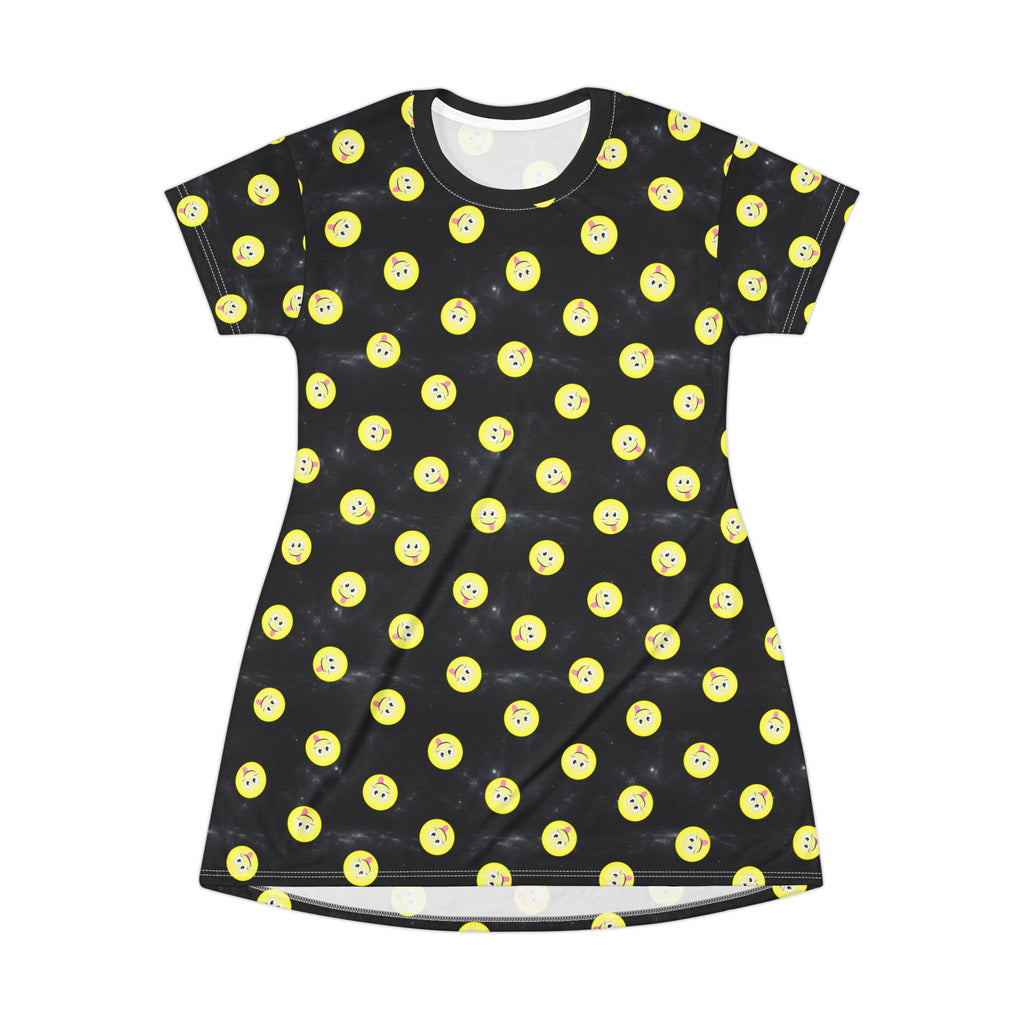 Yum Smiles T-Shirt Dress, Cute Food Graphic Dress, Foodie Gift, Funny Summer Outfit, Women's Clothing