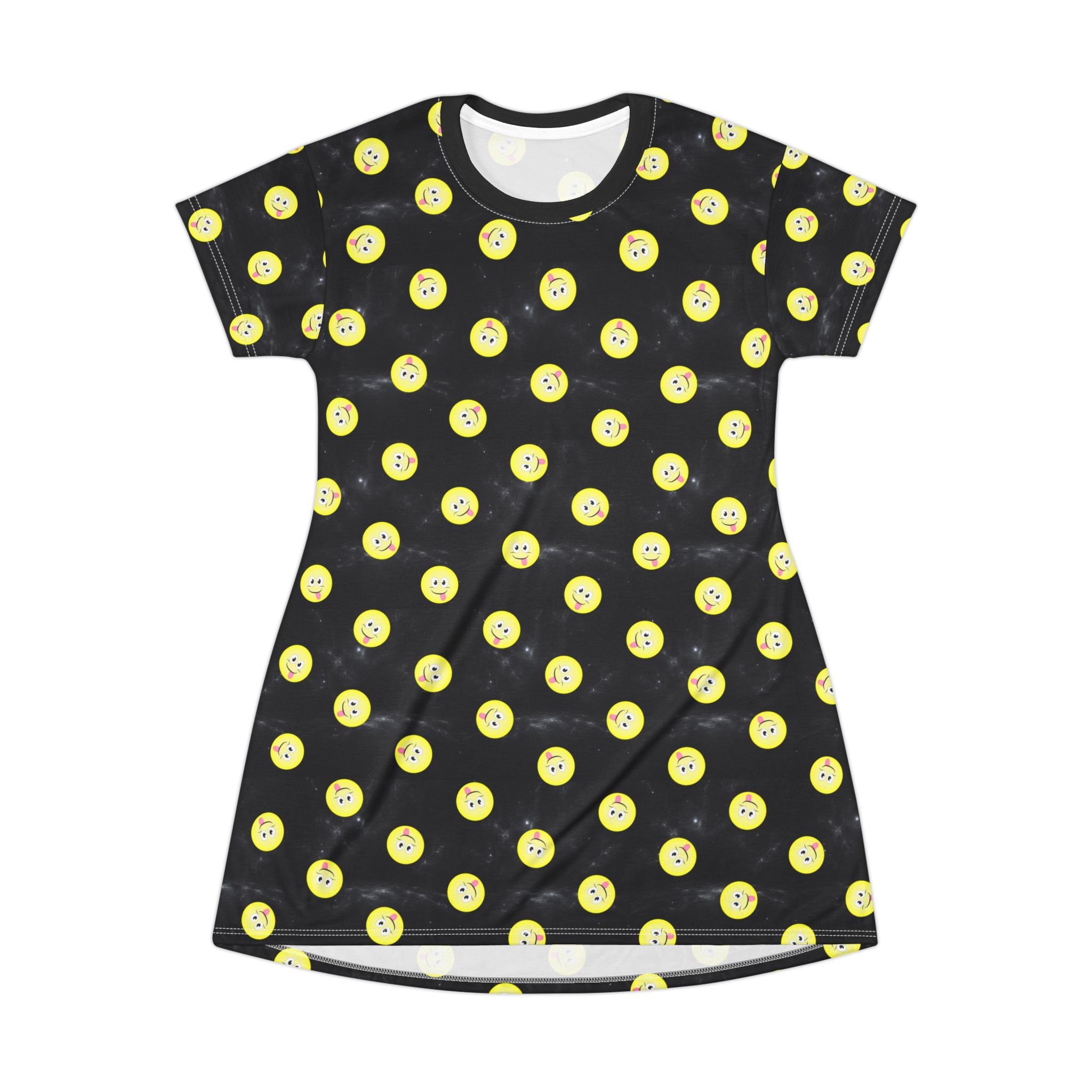 Yum Smiles T-Shirt Dress, Cute Food Graphic Dress, Foodie Gift, Funny Summer Outfit, Women's Clothing