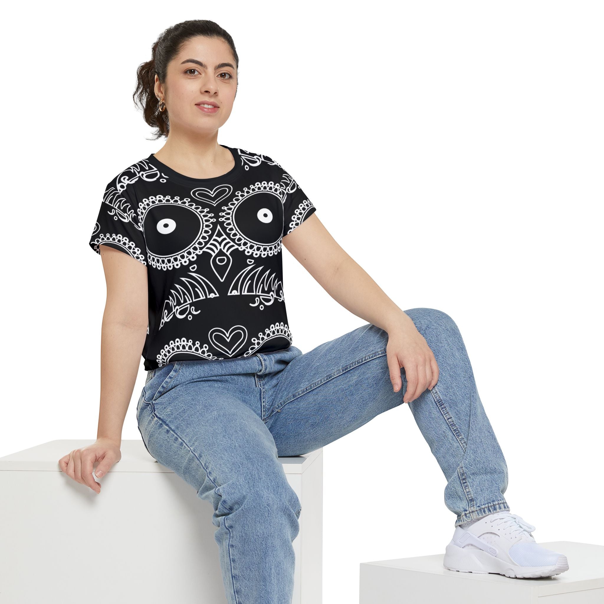 Skulls Women's Short Sleeve Shirt - Edgy Gothic Tee, Punk Rock Top, Alternative Fashion Blouse, Cool Skeleton T-Shirt, Rebel Clothing