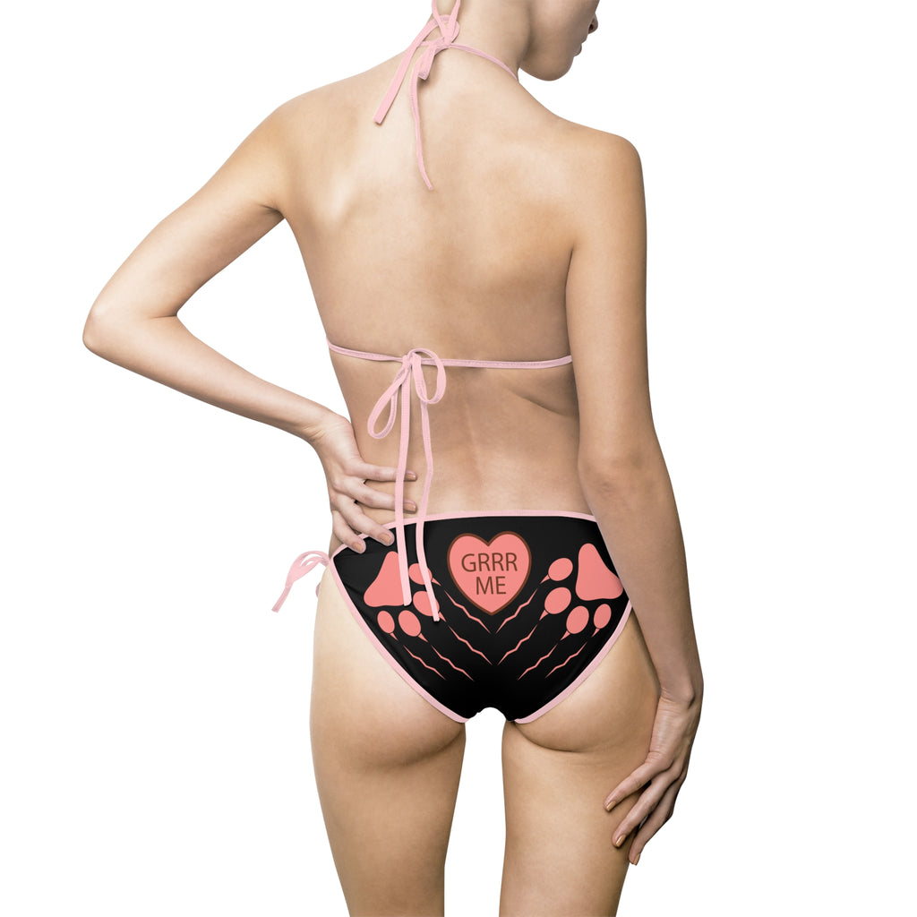 Bikini Swimsuit Set - GRRR Me, Sexy Funny with Paw Print, Kawaii Two Piece, Women's Bathing Suit Gift